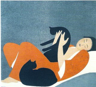 Woman and Cats 1962 by Will Barnet