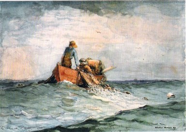 Hauliing in the Nets 1887 by Winslow Homer