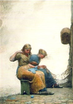 Mending the Nets 1882 by Winslow Homer
