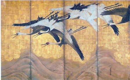 Cranes - Panel Screens by Kano Ujinobu