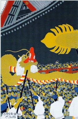 Golden Dragon Dancing in Asakusa Tokyo by Masaaki Tanaka
