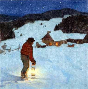 Clarence Gagnon, Eutrope Gagnon Visits, 5 X 7 Art card..jpg