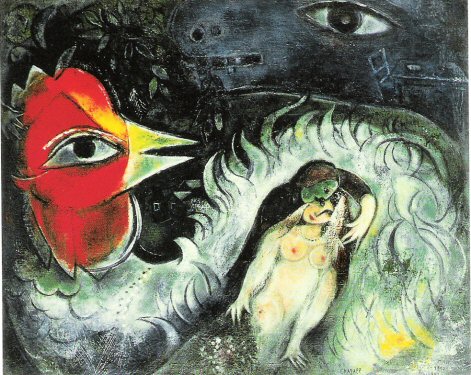 Marc Chagall, The rooster in love, 1947-1950.jpg