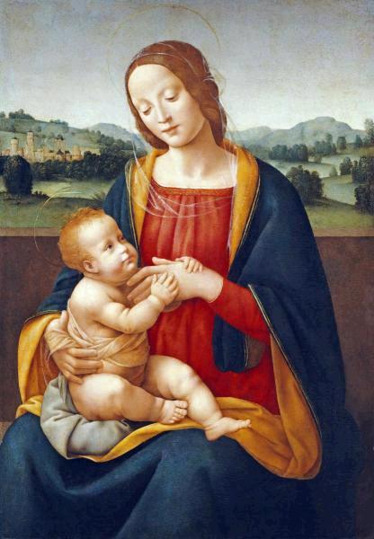 Madonna and Child Before a Landscape   