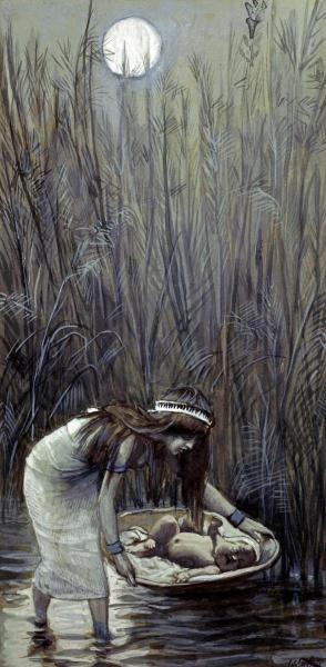 Moses Laid Amid the Flags