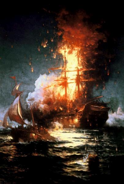 Burning of the Frigate Philadelphia Tripoli Harbor, Feb 16, 1804
